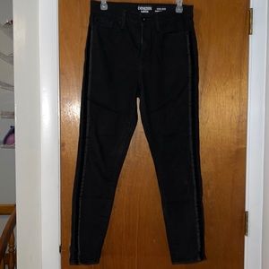 Velvet Trim High Rise Skinny Jeans